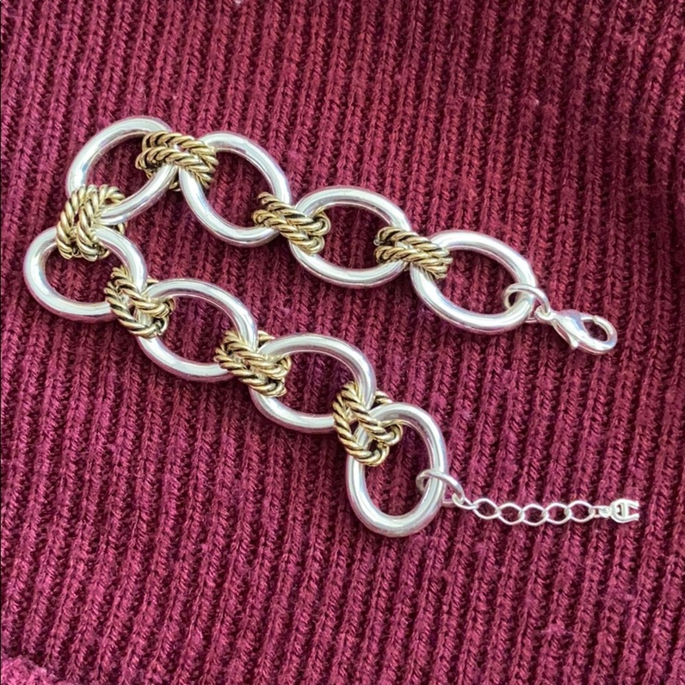 Anne Klein bracelet. Silver and gold color, 8-9in.
